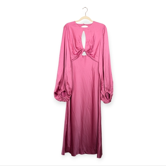 NWT Significant Other Medium Pink Demi Backless Long-Sleeve Column Gown - Picture 2 of 10